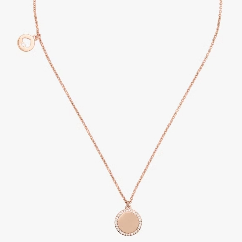 NWT Kate Spade Rose Gold 'Spot The Spade' Necklace with Crystal Accents - Picture 4 of 6
